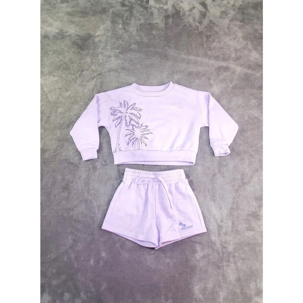 Skechers Girls Sz 3T Purple Active Wear Sweatshirt Set With Shorts C5-204